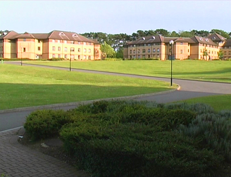 Halls of residence in the evening sunshine