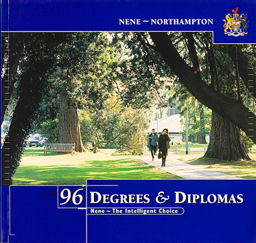 cover of Nene College 1986 prospectus with path, trees and grass shown