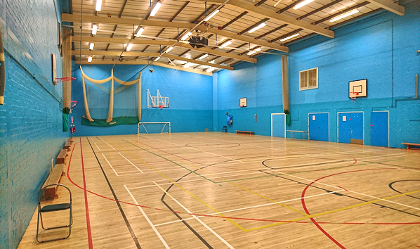 Sports Hall interior with blue walls
